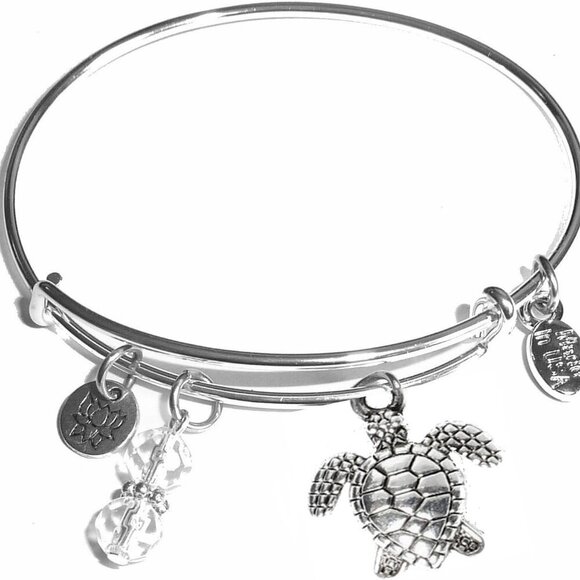 Women's  Stainless Steel Message Charm Expandable Wire Bangle Bracelet, Popular, - Picture 1 of 5
